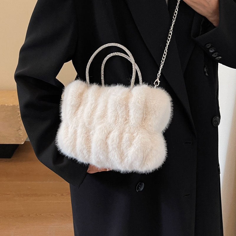 高级感毛绒绒小包包女2023秋冬新款时尚手提毛毛包百搭链条斜挎包