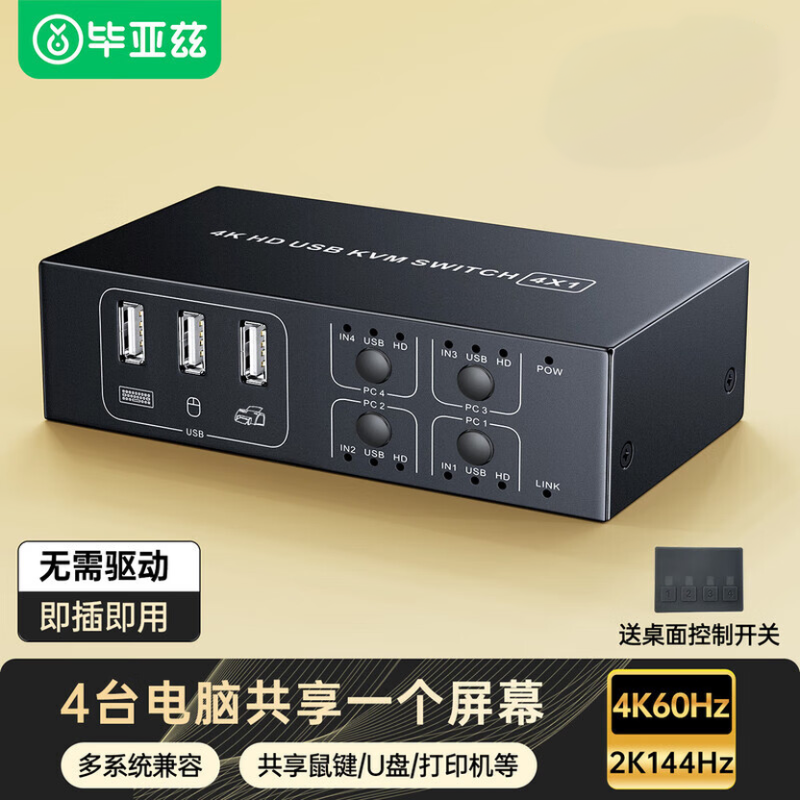 毕亚兹KVM切换器四进一出