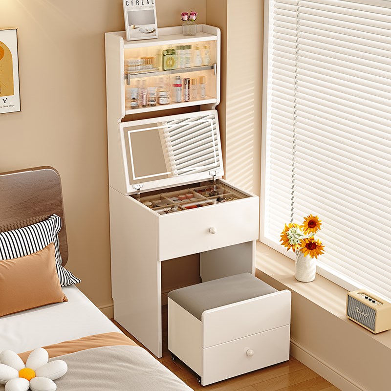 实木梳妆台小户型卧室简约现代翻盖床头柜迷你二合一书桌化妆桌子