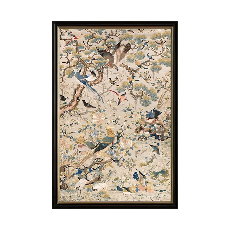 鸟祥和法式中饰画复古中古艺术挂画客厅玄壁画