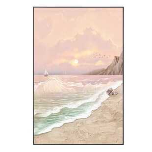 奶油风现代客厅装饰画沙发背景墙挂画海景落地画肌理玄关挂画