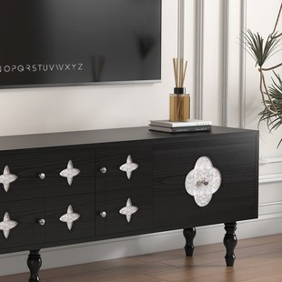 H家居法式实木复古电视柜茶几现代小户型客厅视听柜家用