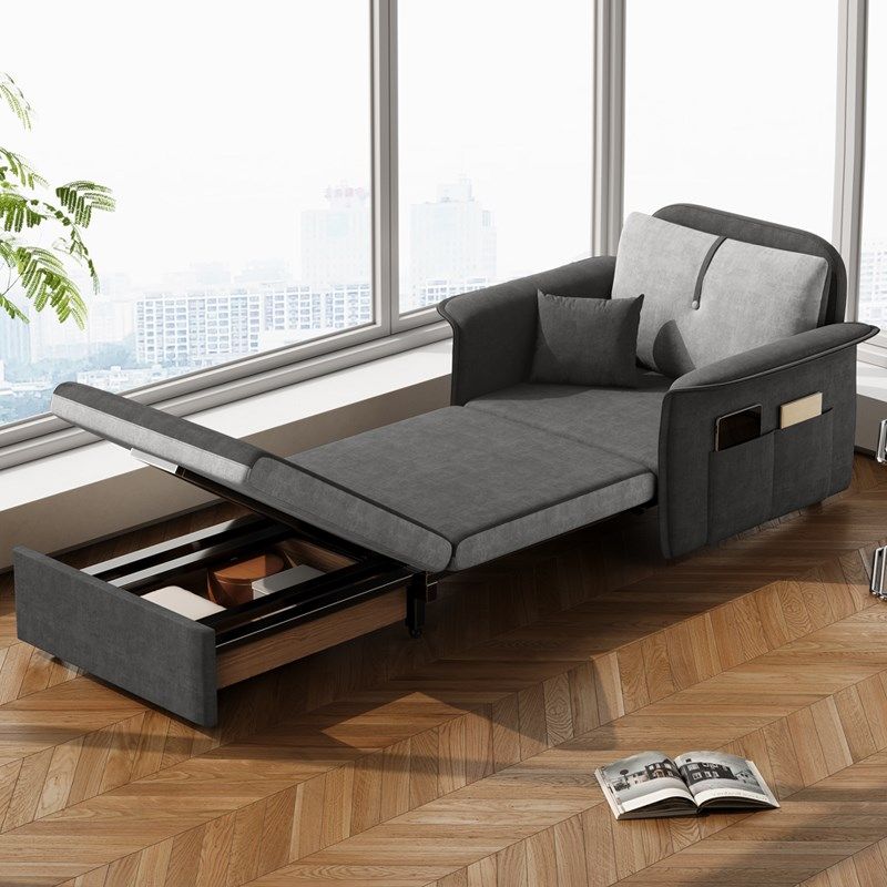 沙发床两用小户型客厅办公室午休绒布伸缩单人沙发床,住宅家具,沙发床,淘宝优惠券,粉丝福利购,淘宝优惠卷