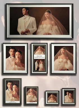 婚纱照相框一体挂墙照片墙摆台相册结婚照片放大端影楼