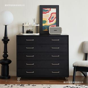 中古五斗柜复古餐边柜沙发边柜实木移动储物柜卧室床尾柜