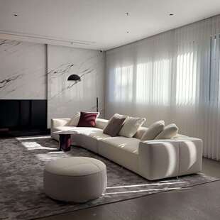 法式奶油风大平层沙发意式极简别墅大户型弧形Minotti伊夫沙发