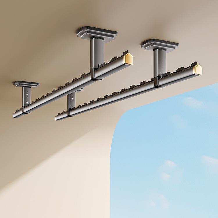 晾衣架阳台家用固定式晾衣杆顶装挂晒衣杆打孔固定吊杆子