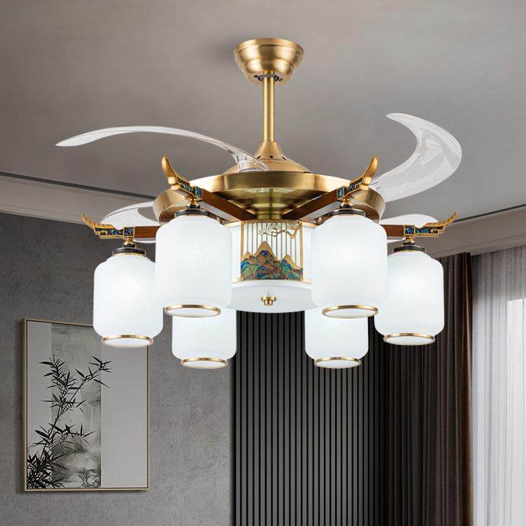 全铜客厅风扇灯新中式餐厅吊扇灯家用中国风别墅高档新款风扇吊灯
