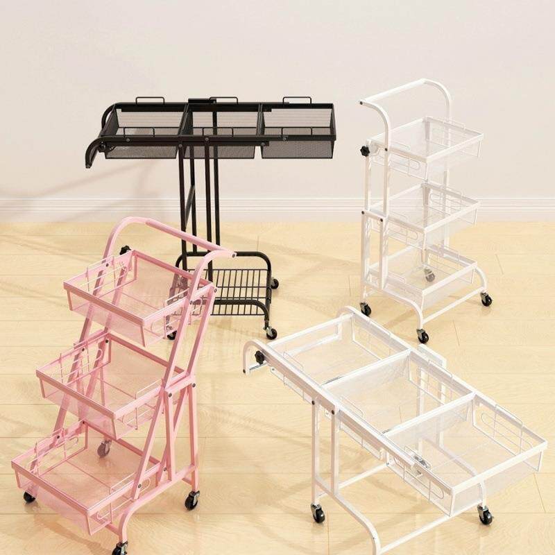手推车置物架落地多层客厅家用移动厨房多功能折叠婴儿用品收纳架