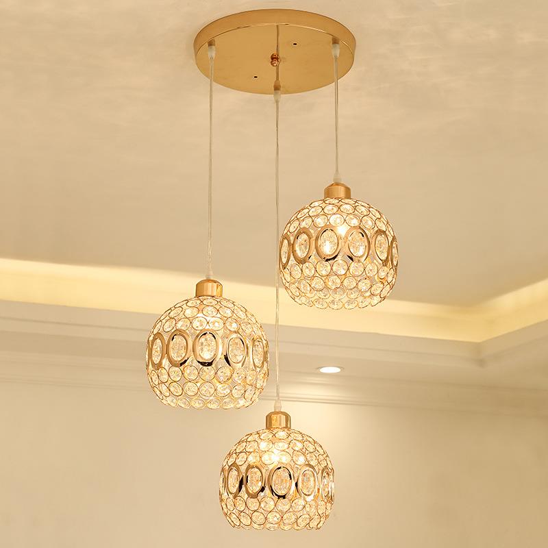 现代简约餐厅吊灯三头个性吧台吊灯铁艺水晶吊灯创意饭厅餐桌灯具