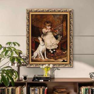 弹钢琴装饰画美式挂画法式复古音乐学校小女孩琴房壁画玄关仿油画