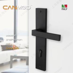 Canmod迦南原装意大利进口黑色门锁现代简约长面板门锁845P型号