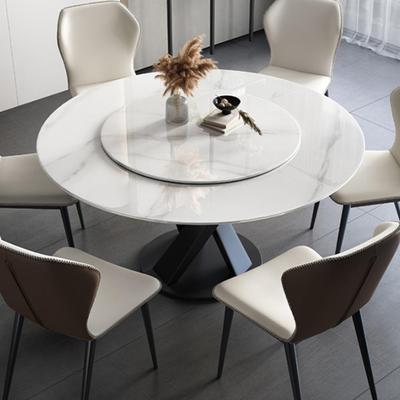 岩板圆餐桌椅组合家用圆桌大理石带转盘圆形商用吃饭桌子2025新款