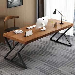 严选实木电脑桌洽谈会议桌家用写字台工业风长桌子客厅工作办公桌