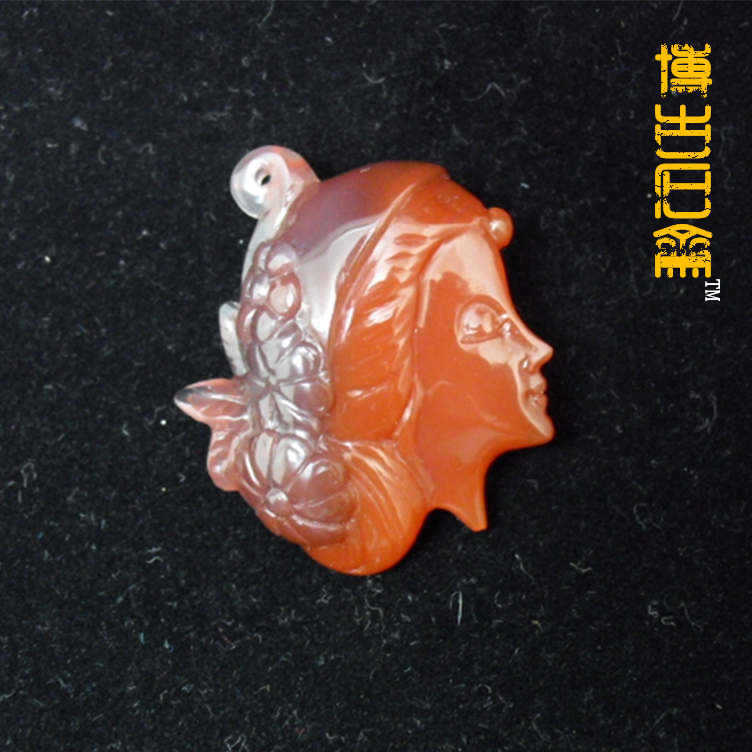 博古石斋天然原石手工雕刻南红玛瑙美人头像挂坠饰品手把件批发