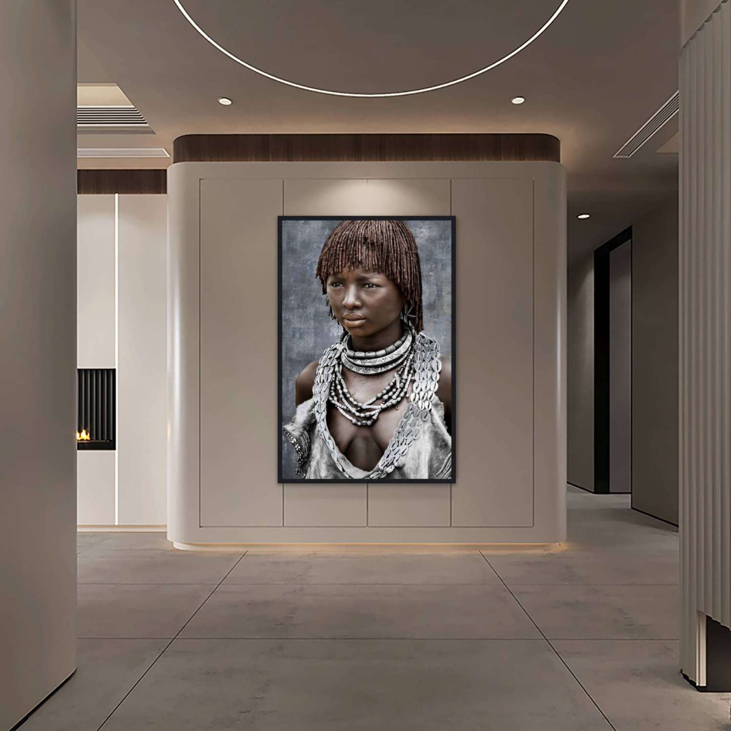 挂画个性轻奢简约墙画走廊现代装饰画非洲女性钢化玻璃艺术图片