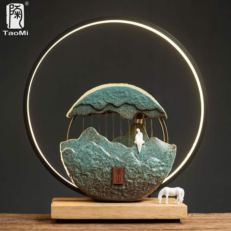 陶迷创意陶瓷流水器家居摆件家用客厅办公室喷泉加湿器风水招财