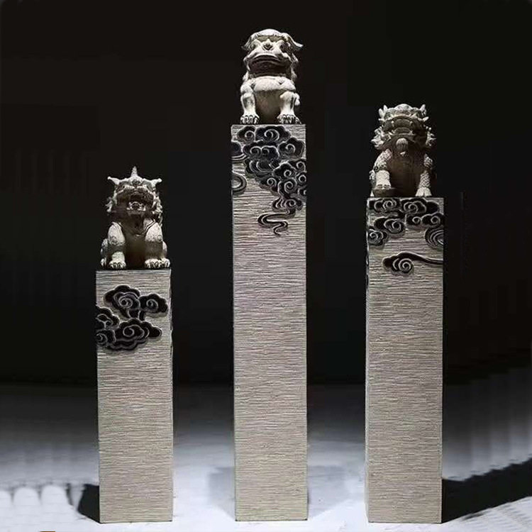户外摆件石雕拴马桩十二生肖龙生九子拴马桩小型狮子貔貅摆件