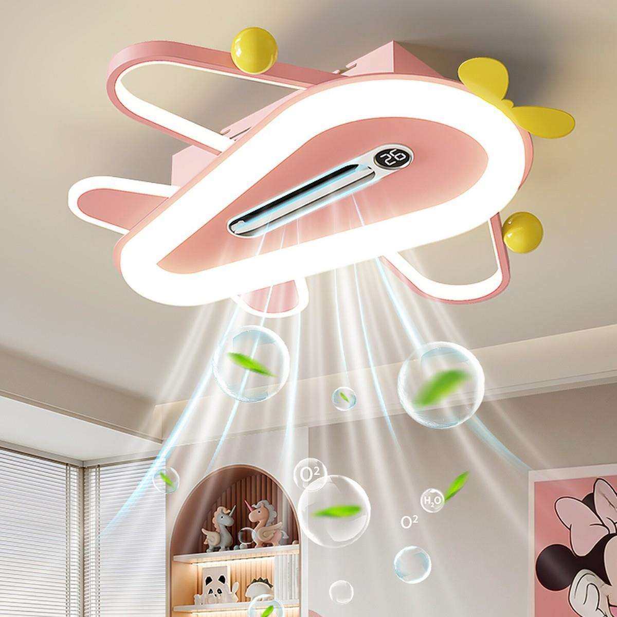 无叶风扇灯儿童房灯可爱卡通静音风扇灯房间卧室吸顶灯智能带风扇