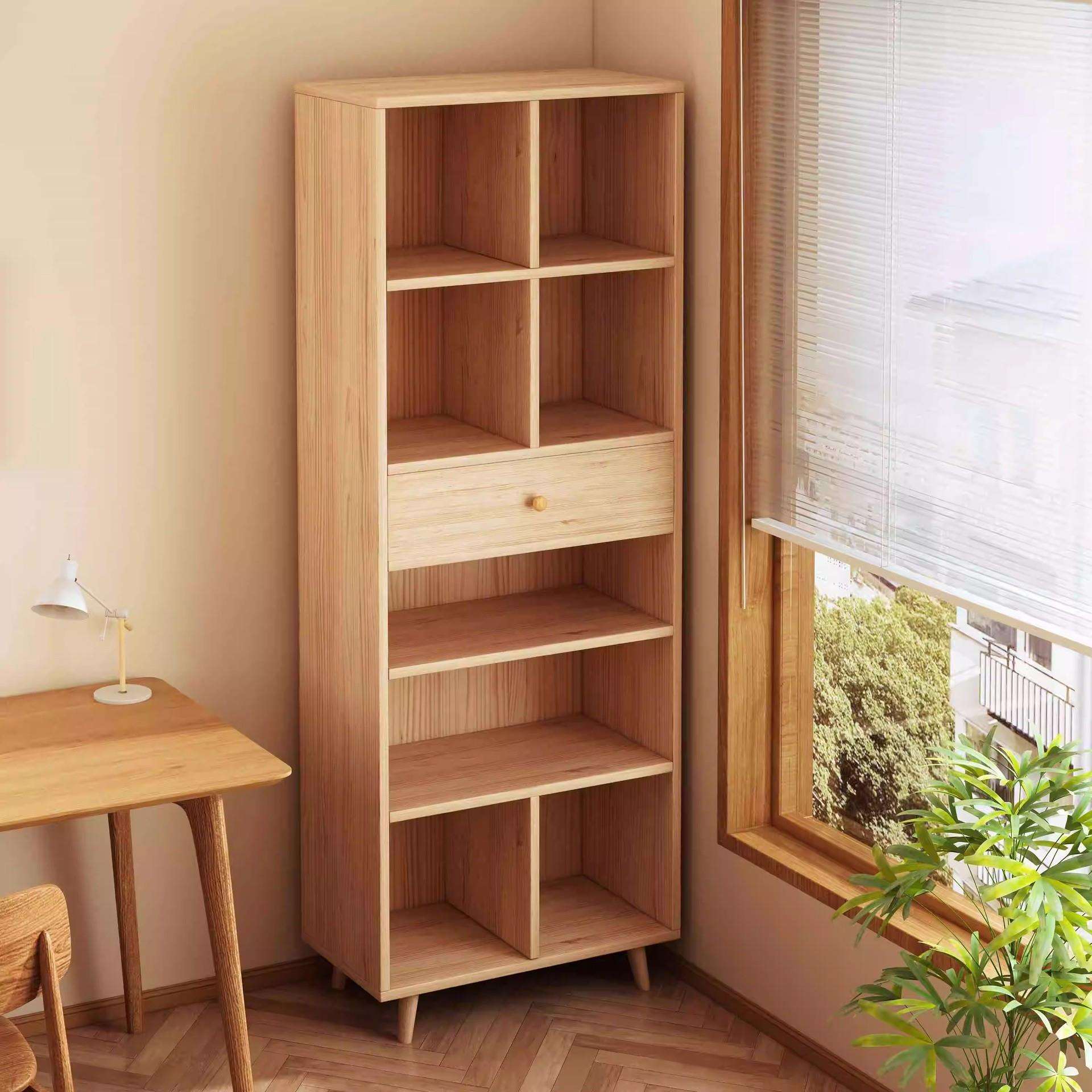 实木书架客厅家用墙转角置物架收纳柜子储物柜落地展示柜简易书柜