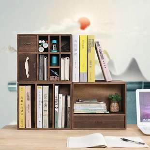 实木桌面上收纳盒办公画笔彩铅置物架学生小书架书柜书橱组合化妆