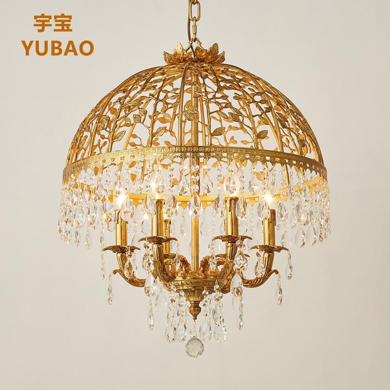 （工厂）法式全铜水晶吊灯欧式别墅宫廷客厅卧室餐厅玄关门厅灯具