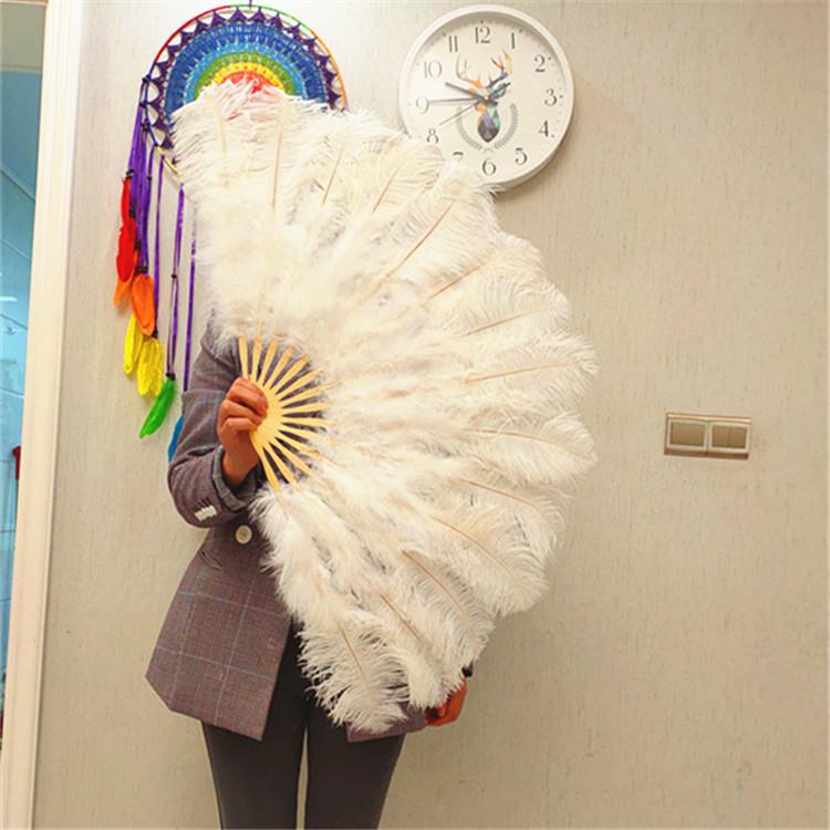 5ZV7欧式白色扇骨肚皮舞表演舞蹈演出羽毛扇子全绒大鸵鸟羽