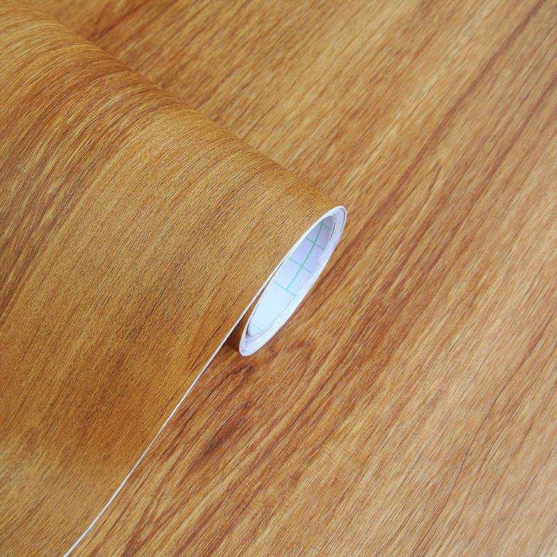 PVC自粘墙纸柜子棕色细纹地板贴纸仿木纹家具翻新贴纸60CM宽