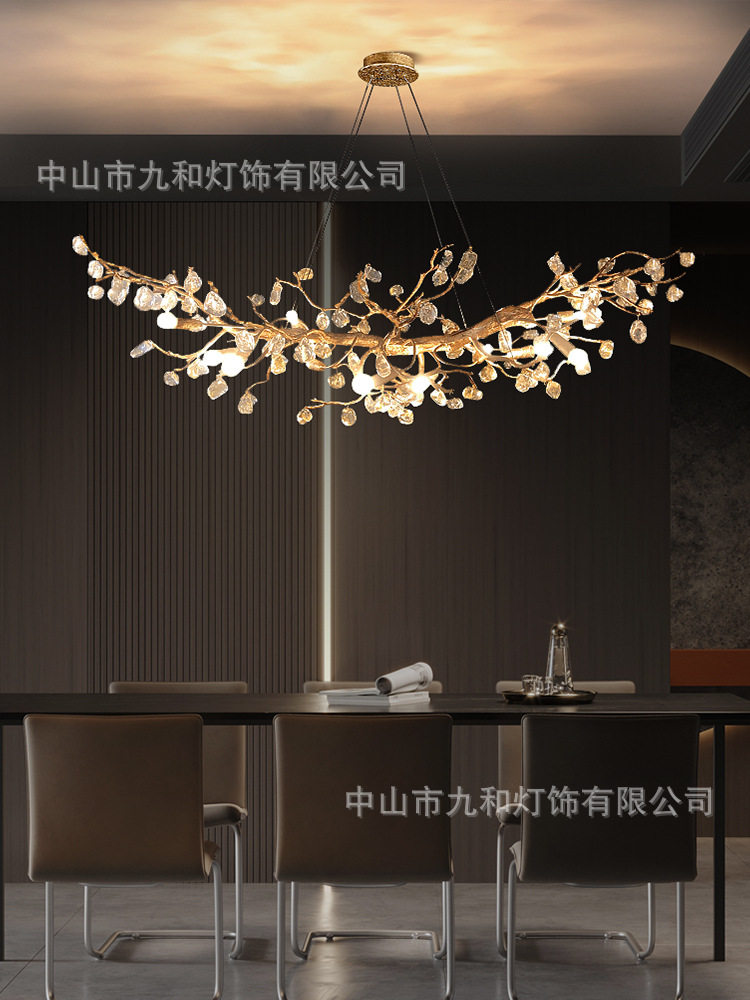 中式全铜复古玻璃餐厅吊灯