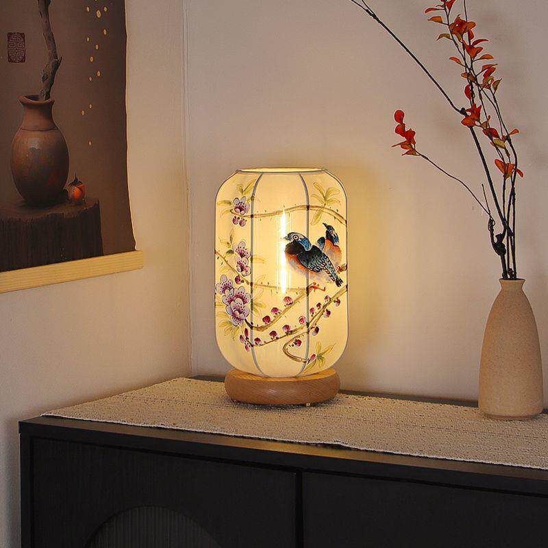 宋式美学台灯客厅书房古典氛围灯古风布艺装饰手绘摆件卧室床头灯