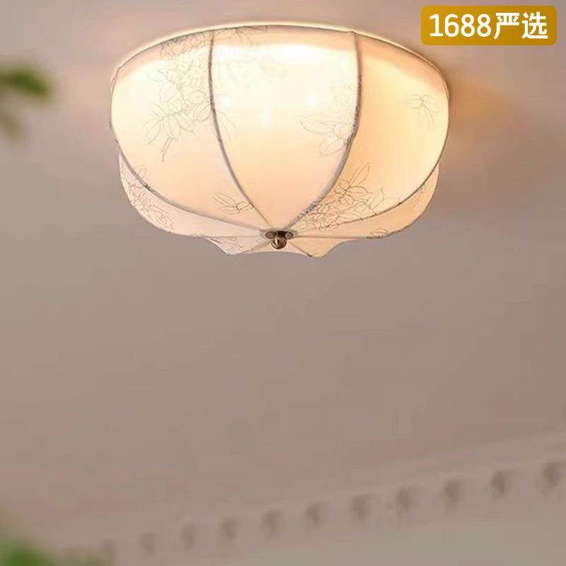 法式复古吸顶灯美式过道灯衣帽间书房入户玄关阳台布艺灯
