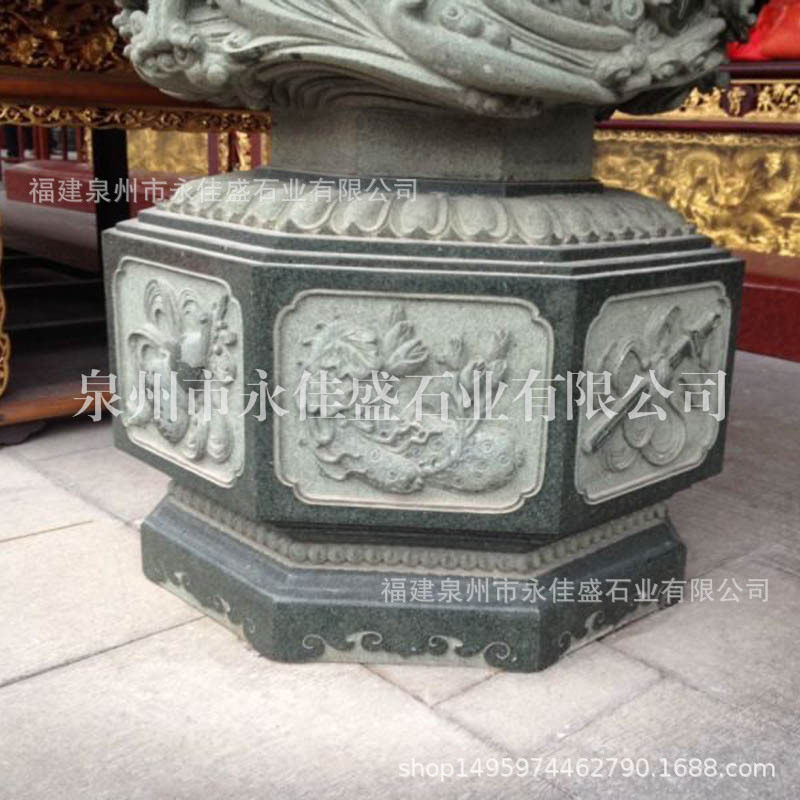 青石龙柱柱座柱脚莲花雕刻
