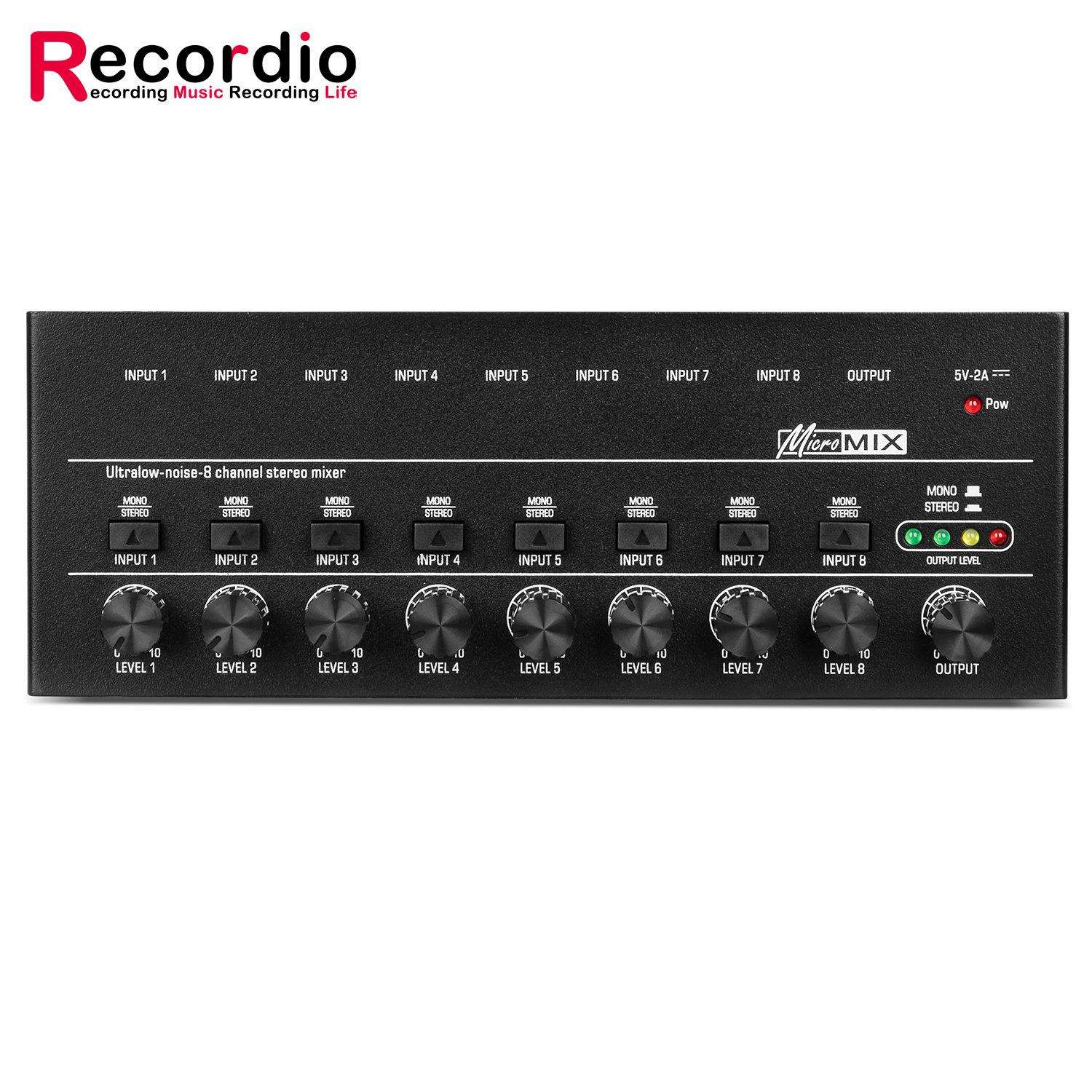 MX8八路音频混音器带单声道立体声切换Mini信号混合器小型Audio