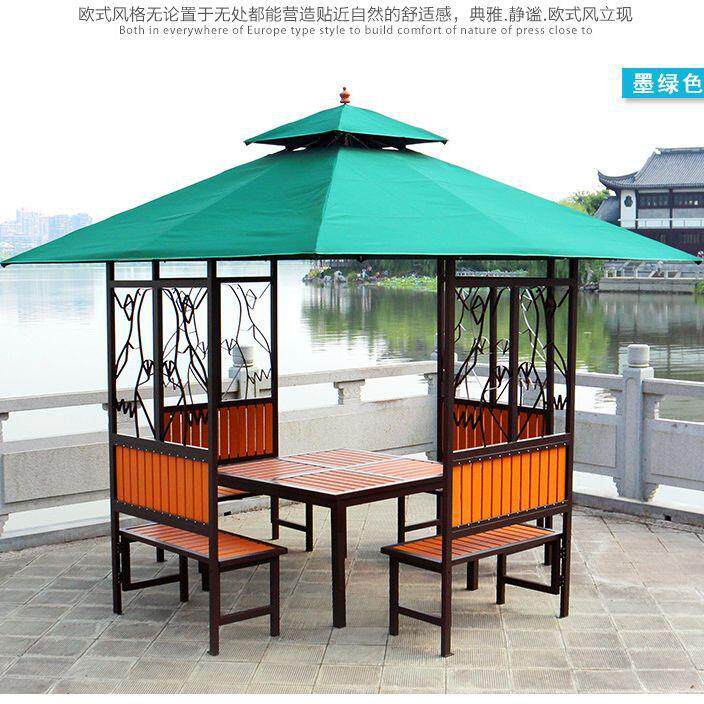 楼顶花园遮阳棚铁艺木花鸟亭子户外凉亭庭院雨棚餐厅室外露台帐蓬