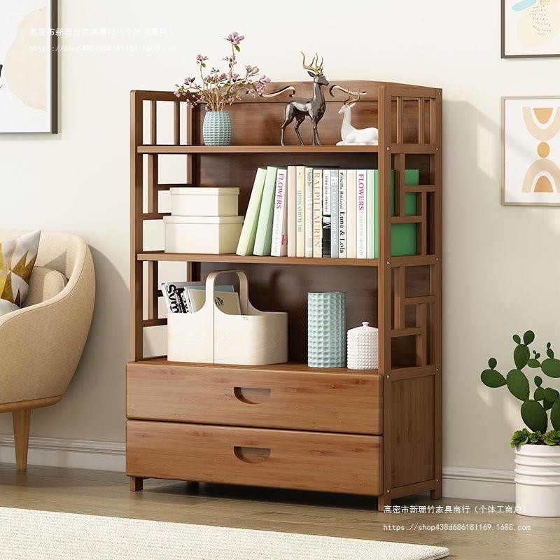 简易儿童书架家用多功能置物架落地多层实木书柜学生一体收纳架