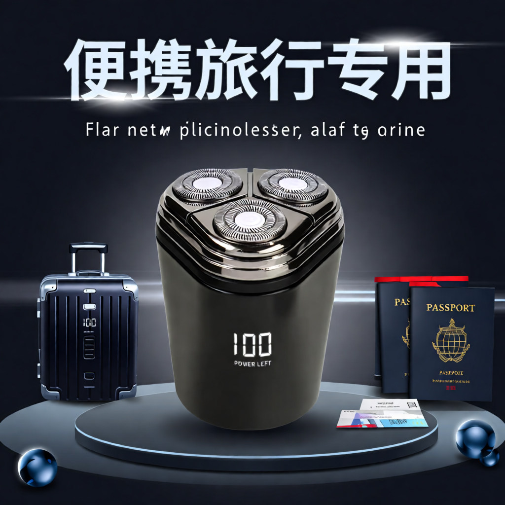小科便携式电动剃须刀水洗充电刮胡刀磁吸三刀头大功率高速剃胡刀