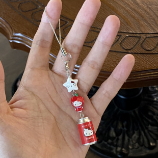 新年圣诞礼物可爱易拉罐苹果头套kt公仔手机挂件创意合金凯蒂猫包钥匙扣