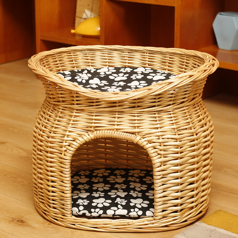 四季通用猫窝藤编夏季猫屋别墅房子双层猫笼子可拆洗猫咪用品狗窝