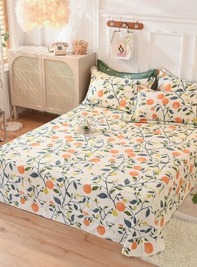 加厚纯棉磨毛床单单件春秋床上用品全棉布女被单子单双人加大床单