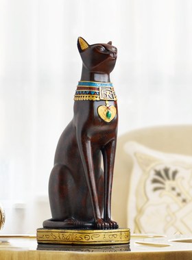 欧式招财猫埃及猫摆件创意客厅玄关电视柜酒柜家居安德森猫装饰品