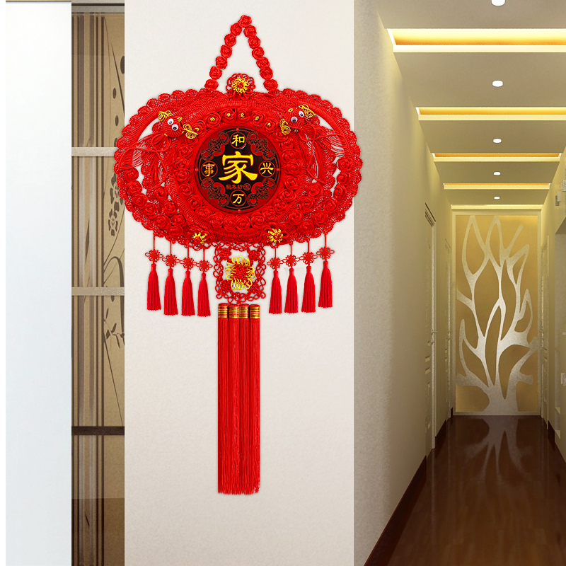 景登桃木中国结挂件客厅大号福字玄关乔迁新居过年春节装饰背景墙