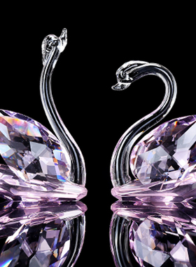 水晶天鹅新居结婚礼物乔迁送闺蜜新婚礼品橱窗电视柜摆件家居饰品