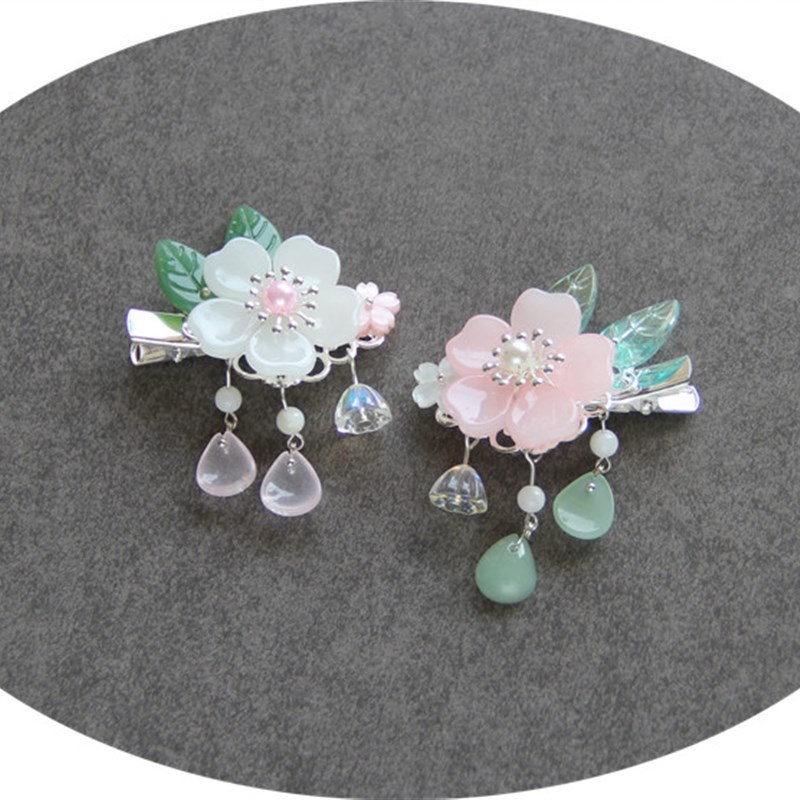 汉服手工小花古风头饰中国风儿童发夹女童流苏发饰品旗袍配饰包邮