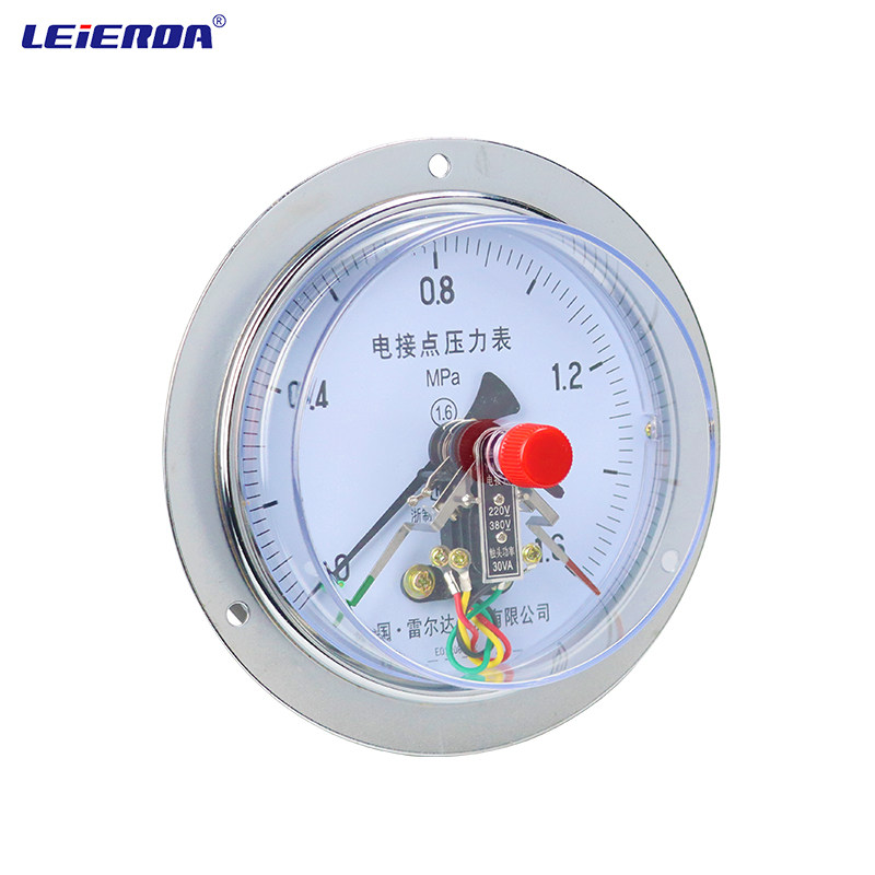 雷尔达 面板安装嵌装式 轴向带边电接点压力表 YXC-150ZT真空气油