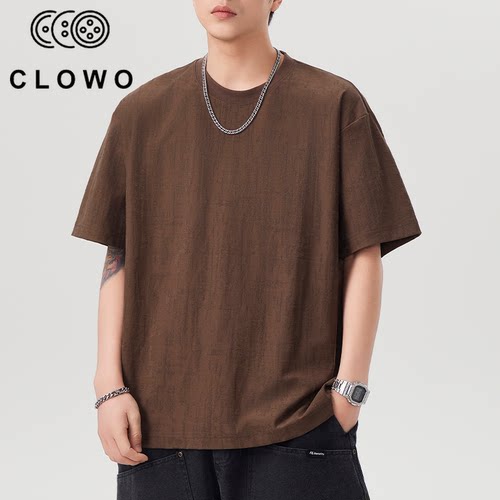 CLOWO凉感树皮肌理宽松短袖T恤