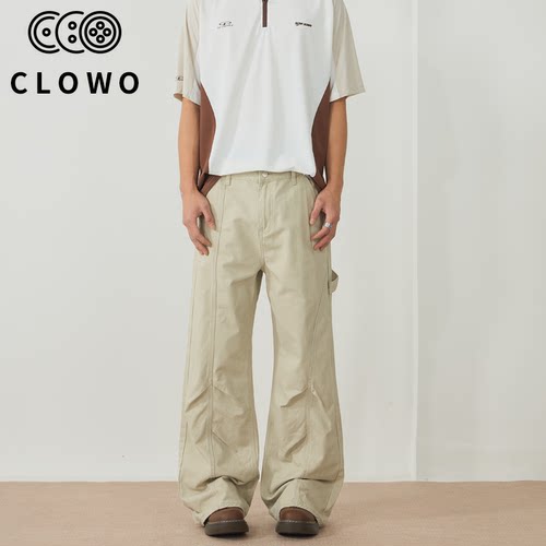 CLOWO美式解构微喇宽松工装裤