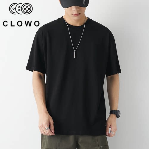 CLOWO重磅纯棉宽松圆领短袖T恤