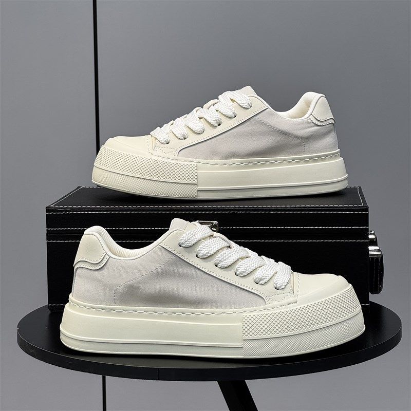 板鞋男款2025新款透气帆布y休闲鞋百搭厚底增高鞋轻便系带低帮布,流行男鞋,休闲板鞋,淘宝优惠券,粉丝福利购,淘宝优惠卷