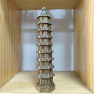 绿檀文昌塔7层9层l13层实木头雕刻摆件七层九层十三层木制书桌装