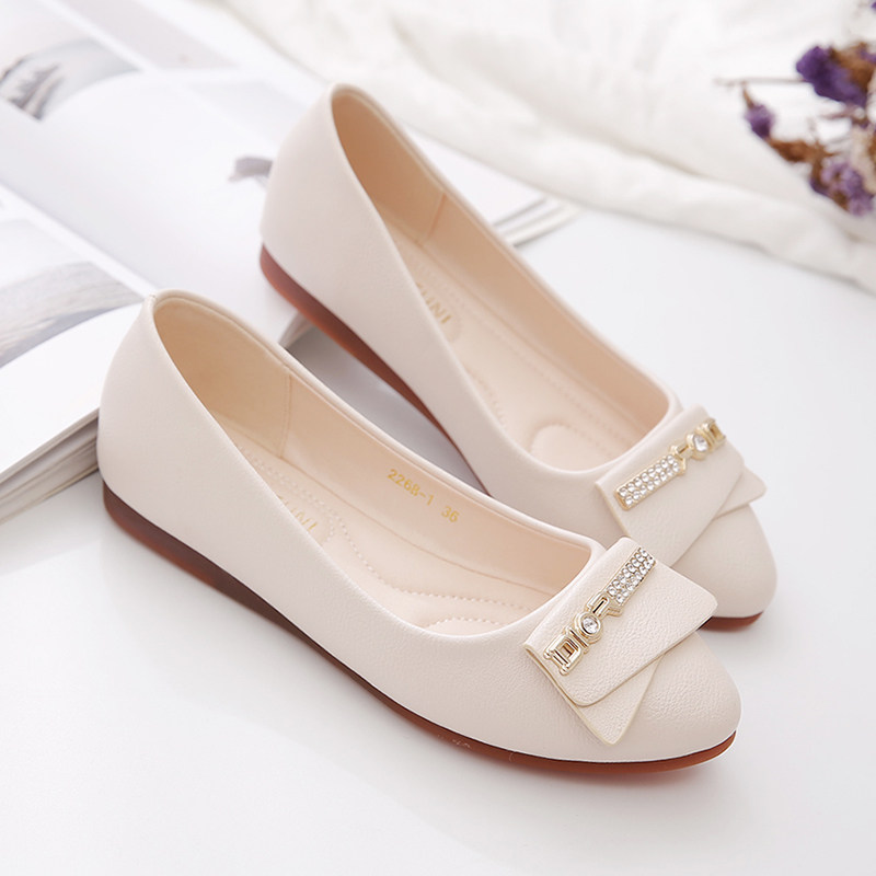 平底单鞋女2022春季新款v春秋鞋子浅口百搭圆头软皮软底妈妈豆豆,女鞋,浅口单鞋,淘宝优惠券,粉丝福利购,淘宝优惠卷